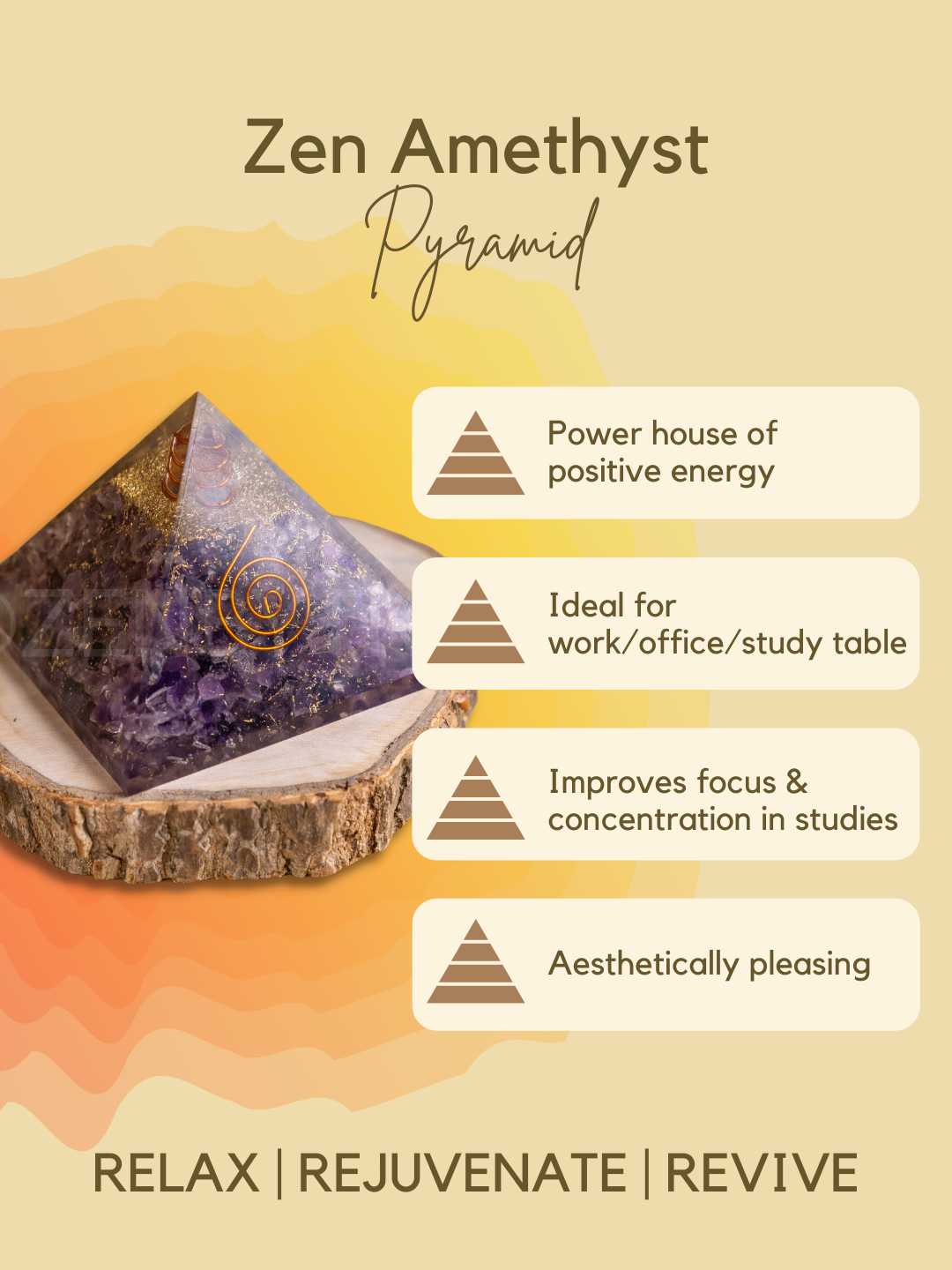 Zen Amethyst Orgonite Pyramid - Image 5