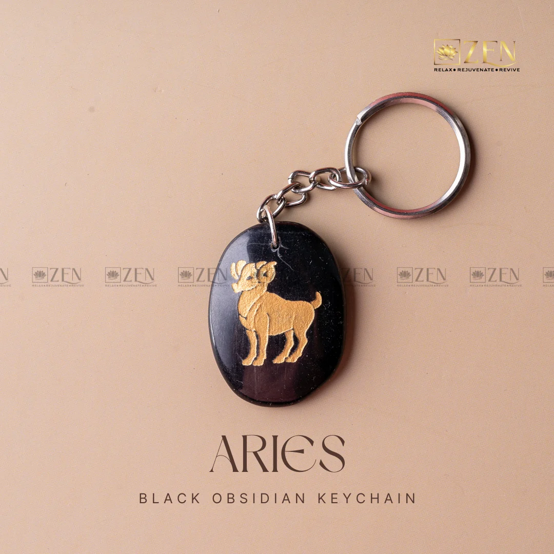 Black Obsidian Zodiac Sign Keychain - Image 12