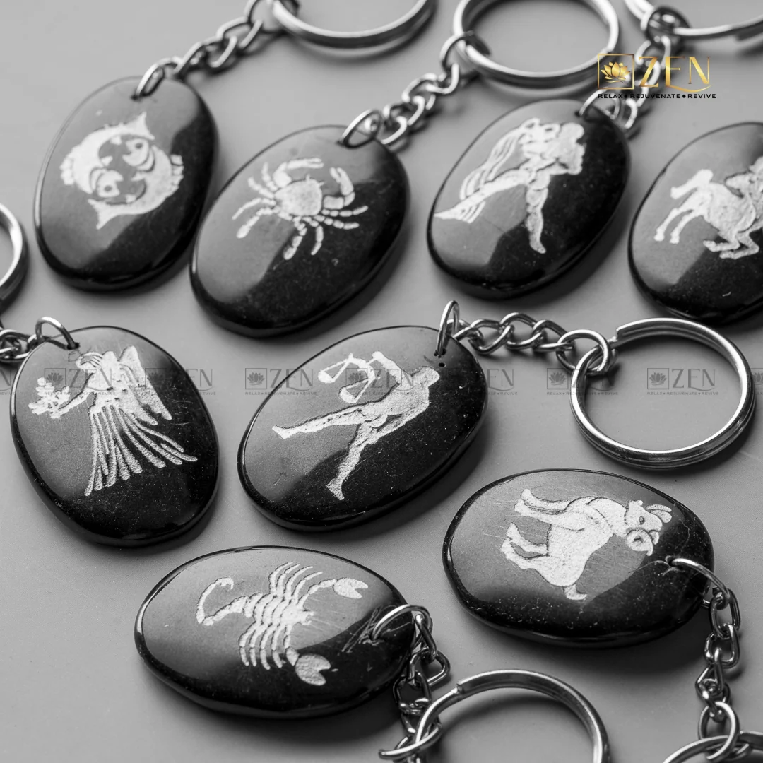 Black Obsidian Zodiac Sign Keychain - Image 3