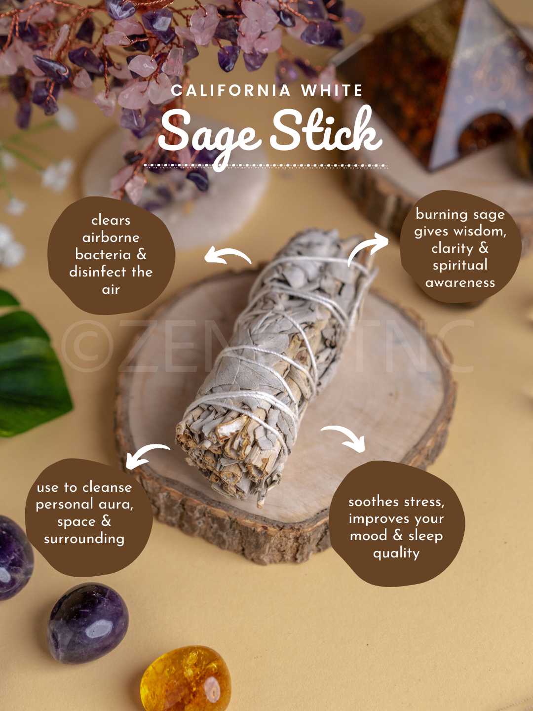 Zen California White Sage Smudge Stick - Image 3