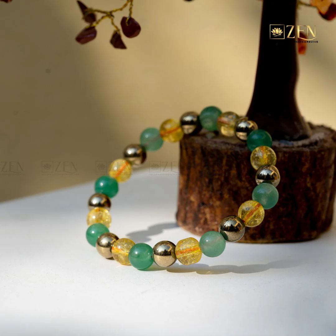 Citrine Golden Pyrite & Aventurine Combo Bracelet for Abundance - Image 4
