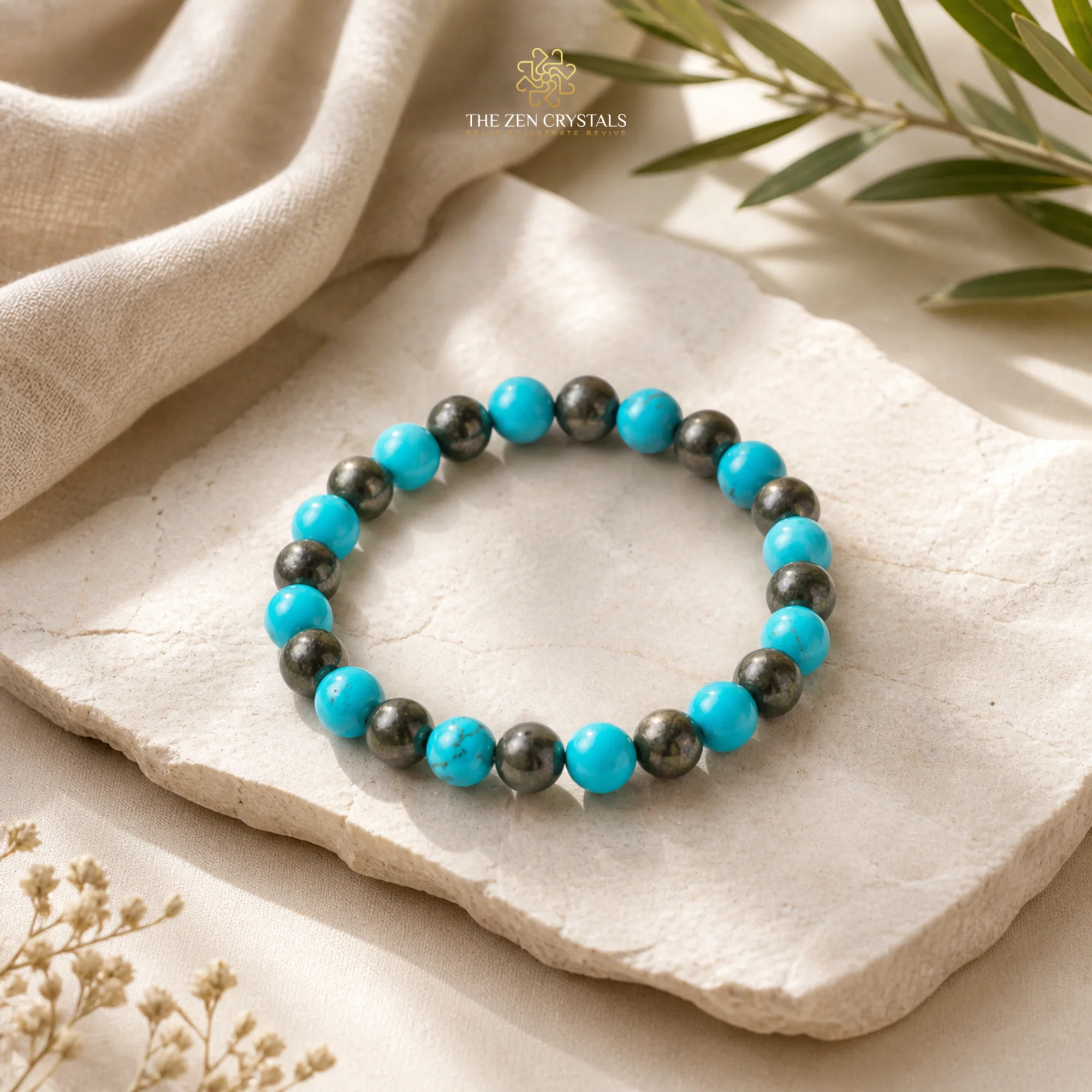 Firoza & Pyrite Combination Bracelet