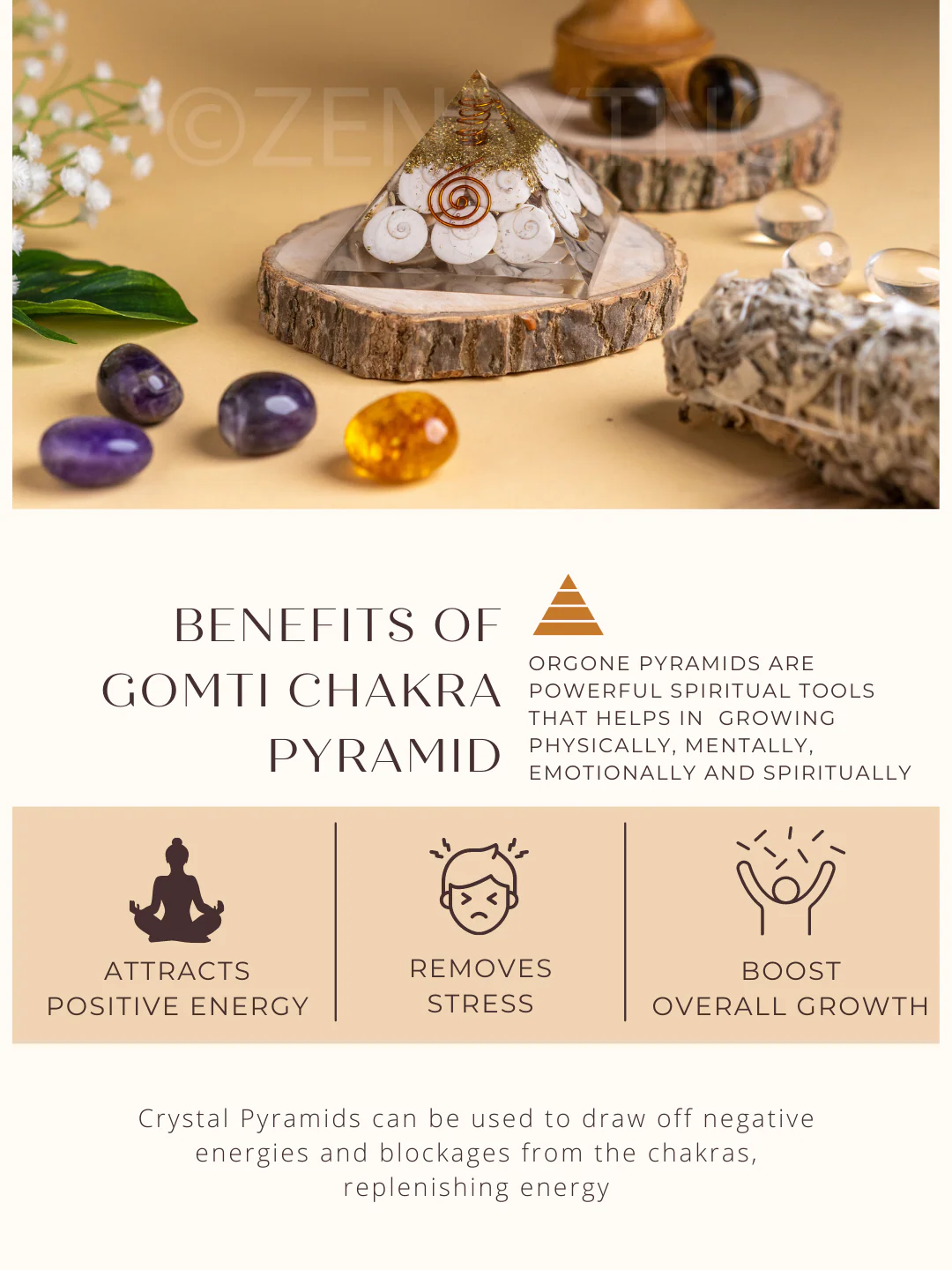 Zen Gomti Chakra Orgonite Pyramid | Prosperity, Financial Stability & Abundance - Image 3