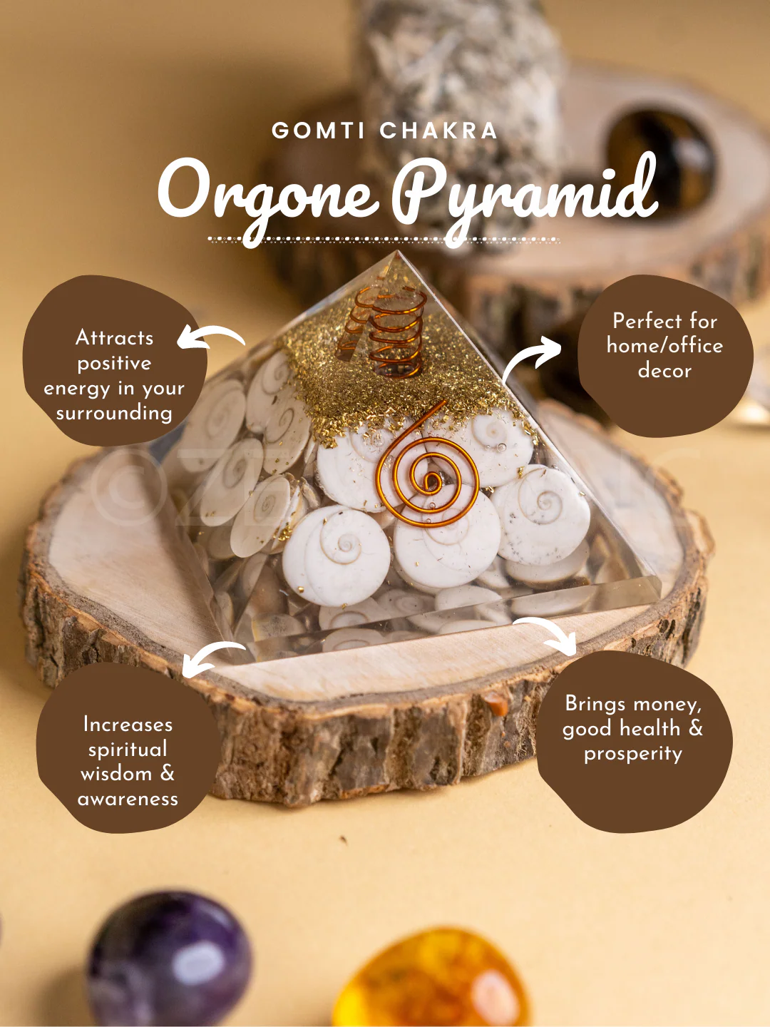 Zen Gomti Chakra Orgonite Pyramid | Prosperity, Financial Stability & Abundance - Image 4
