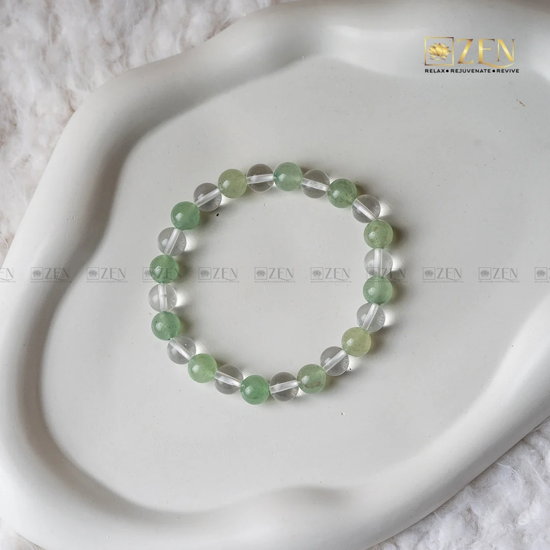 Green Aventurine & Clear Quartz Combination Bracelet - Image 2