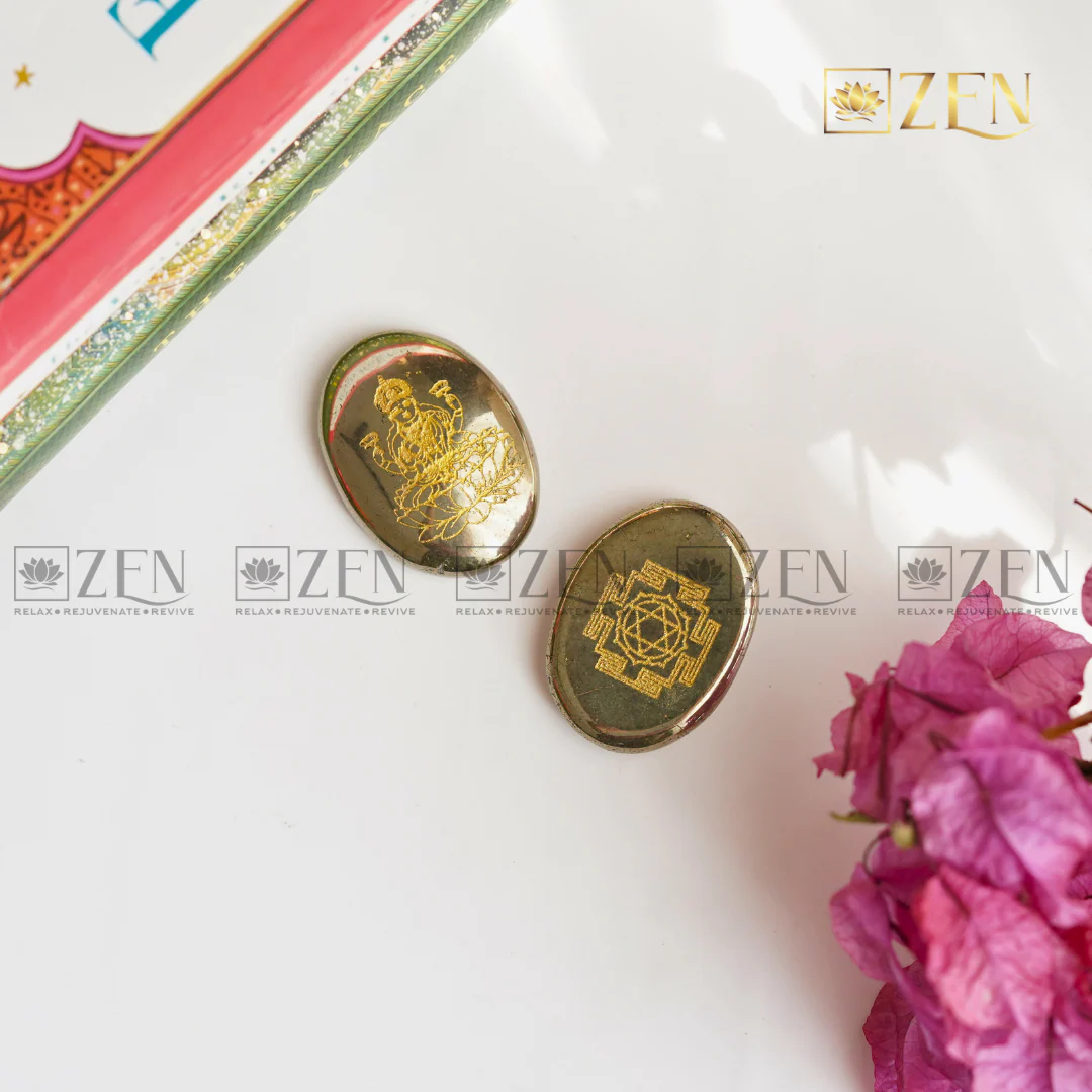 Laxmi Ji & Shri Yantra Pyrite Coin - Image 2