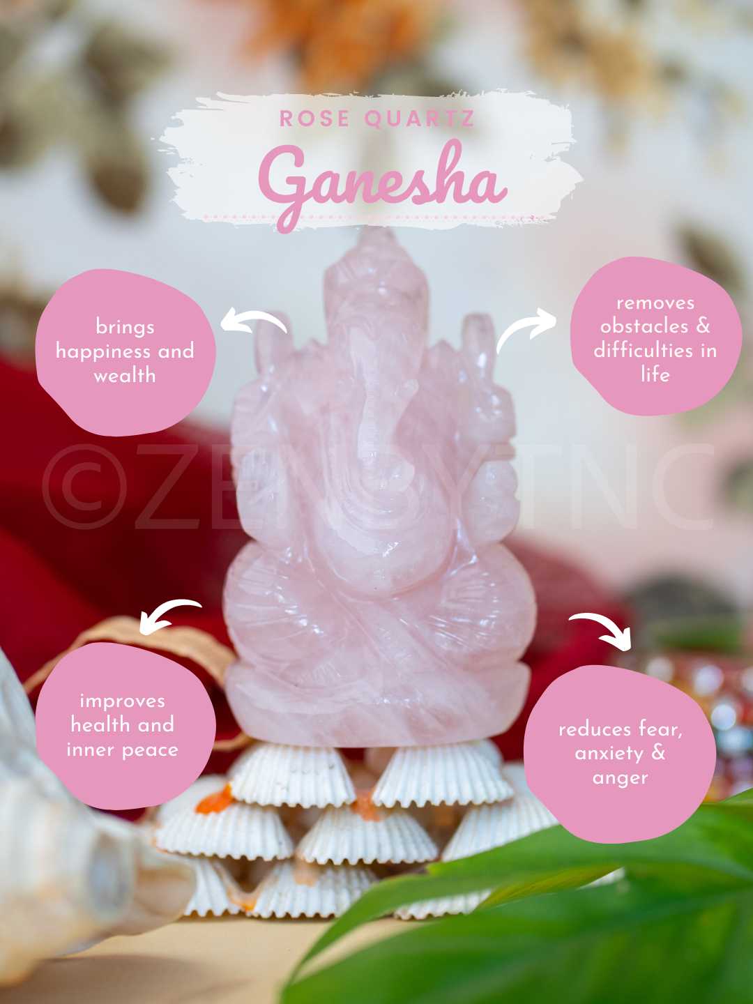 Lord Ganesha - Rose Quartz - Image 5
