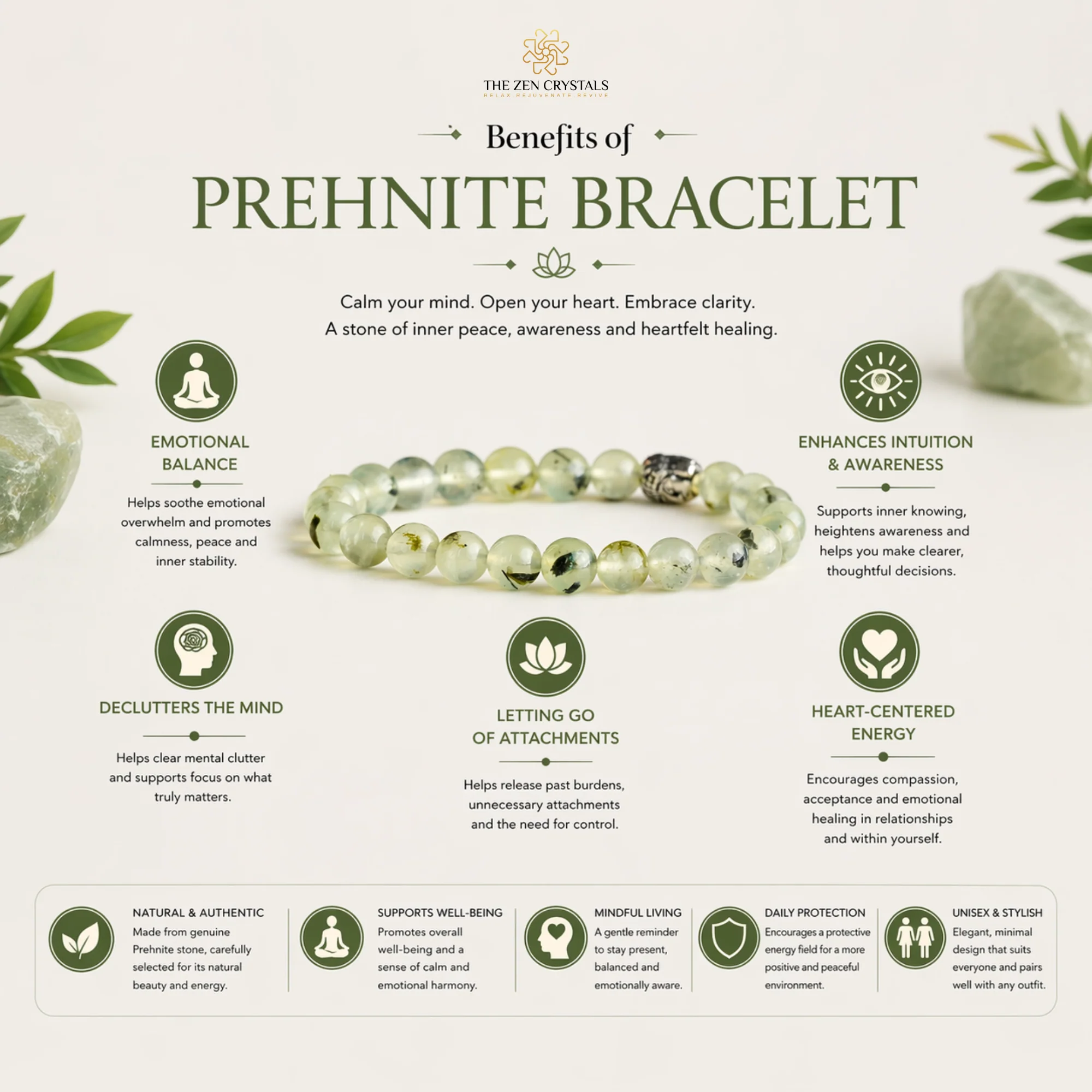Prehnite Bracelet for Calmness, Clarity & Emotional Balance - Image 2