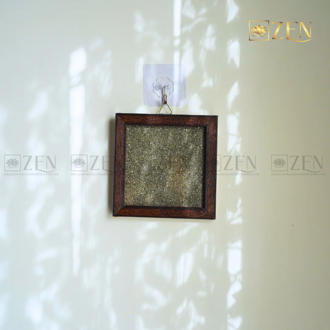 Pyrite Dust Plate With Wooden Frame - Image 3