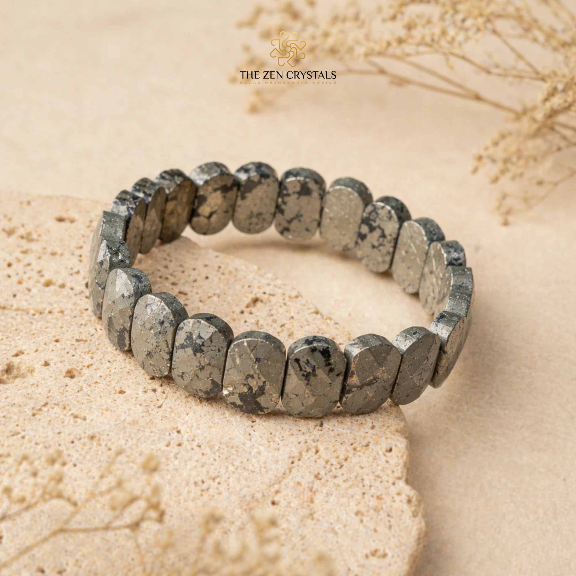 Pyrite Flat Bead Bracelet