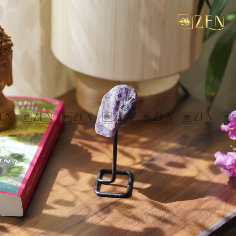 Raw Amethyst Crystal on Metal Stand