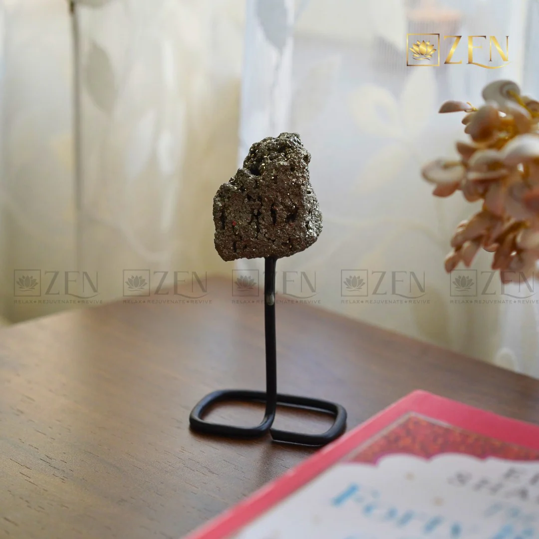 Raw Pyrite Cluster on Metal Stand - Image 3