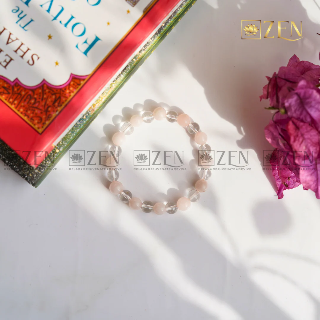 Rose and Clear Quartz Combination Bracelet - Image 3