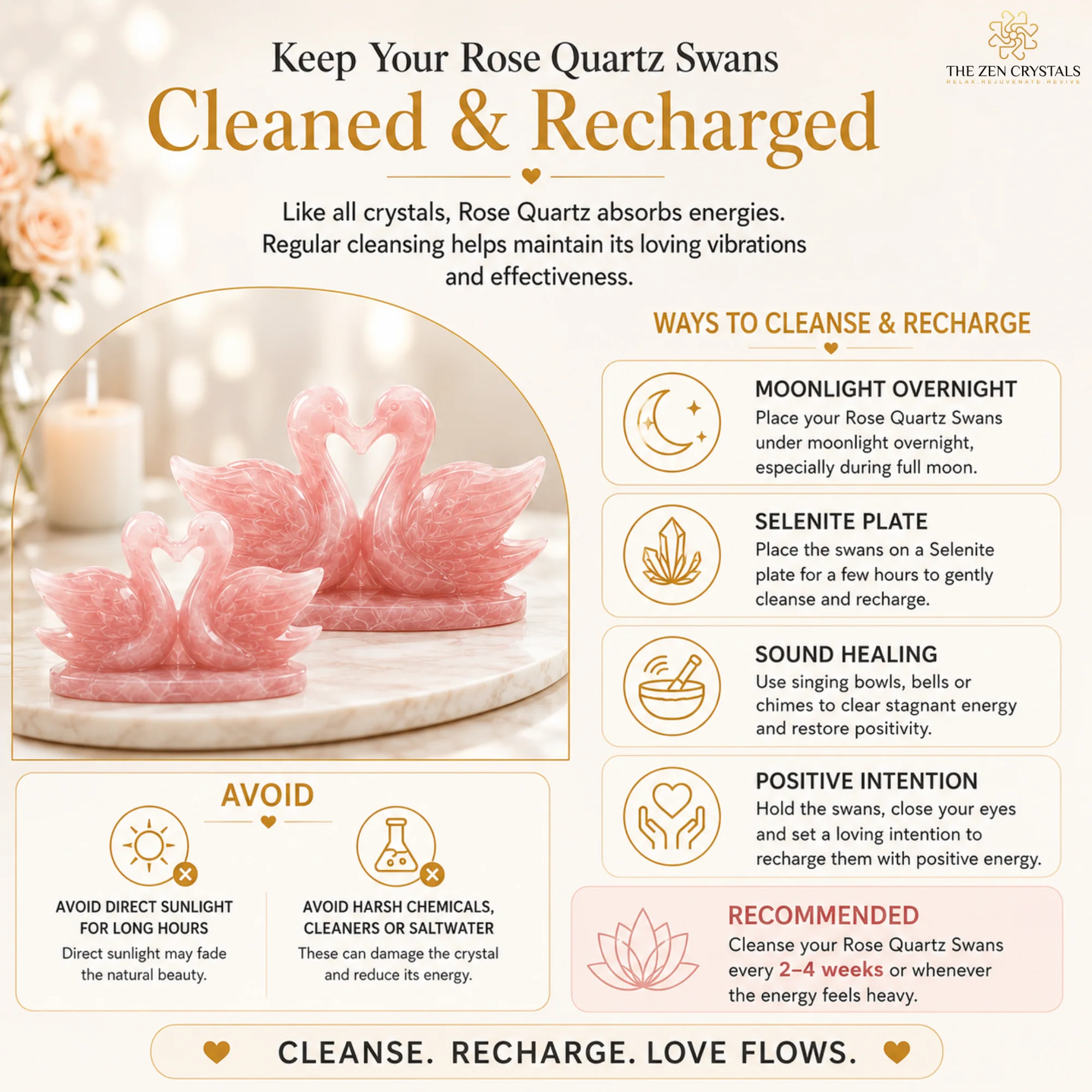 Rose Quartz Swan Pair - Image 6