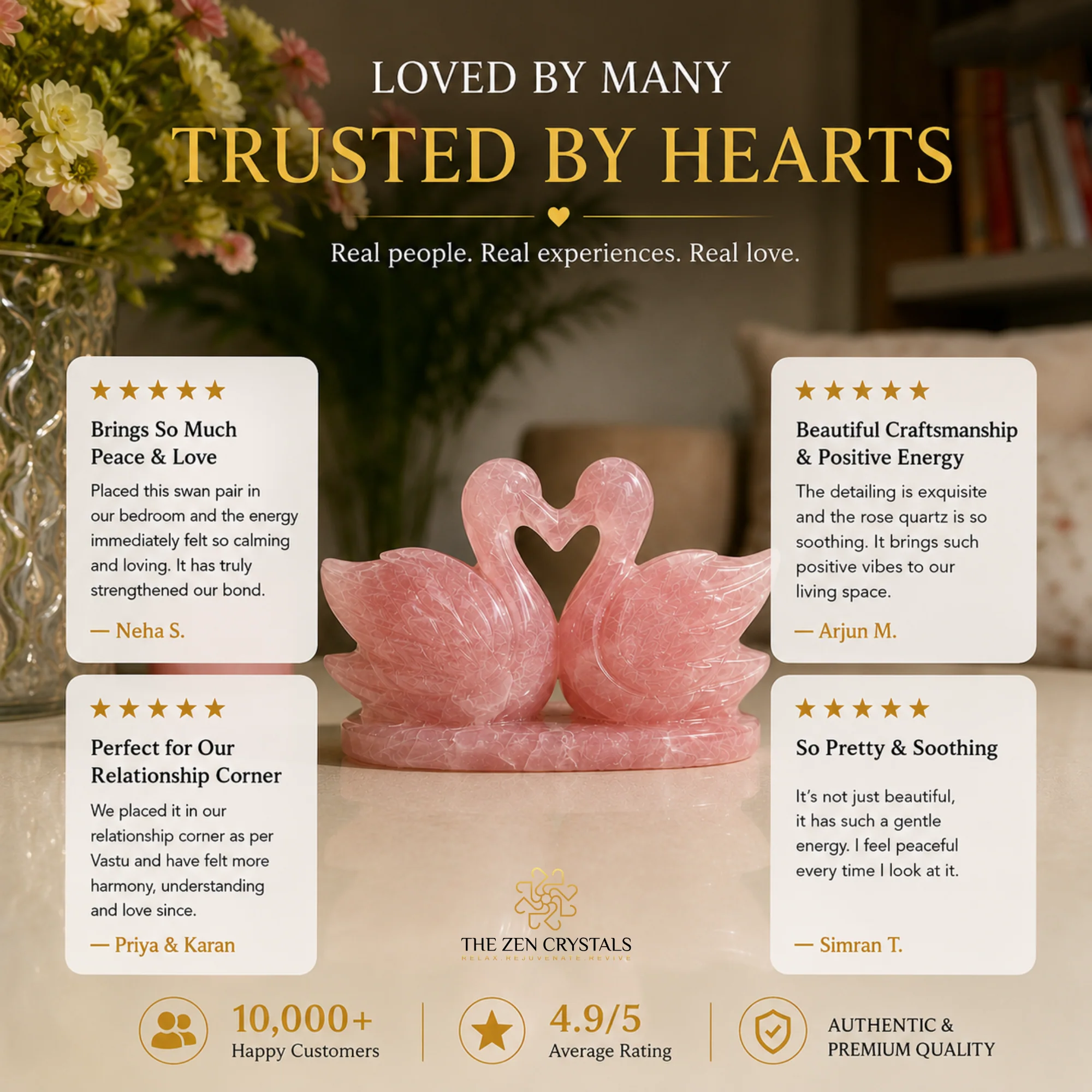 Rose Quartz Swan Pair - Image 7