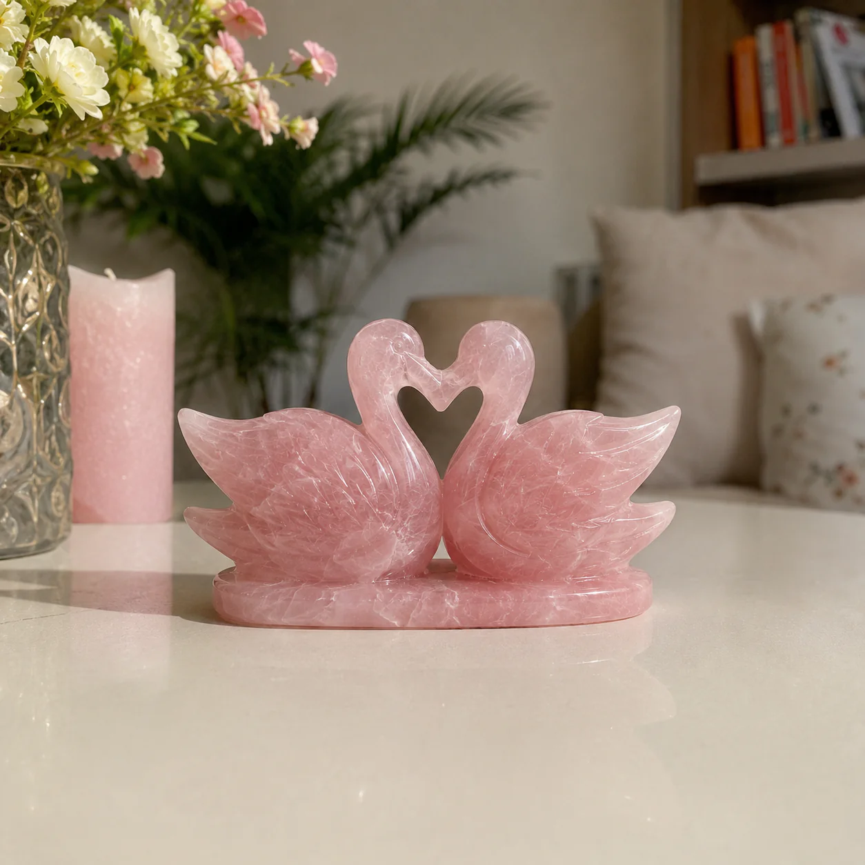 Rose Quartz Swan Pair - Image 9