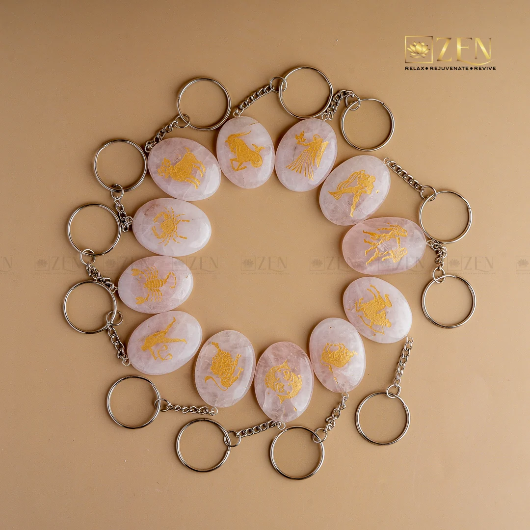 Rose Quartz Zodiac Sign Keychain
