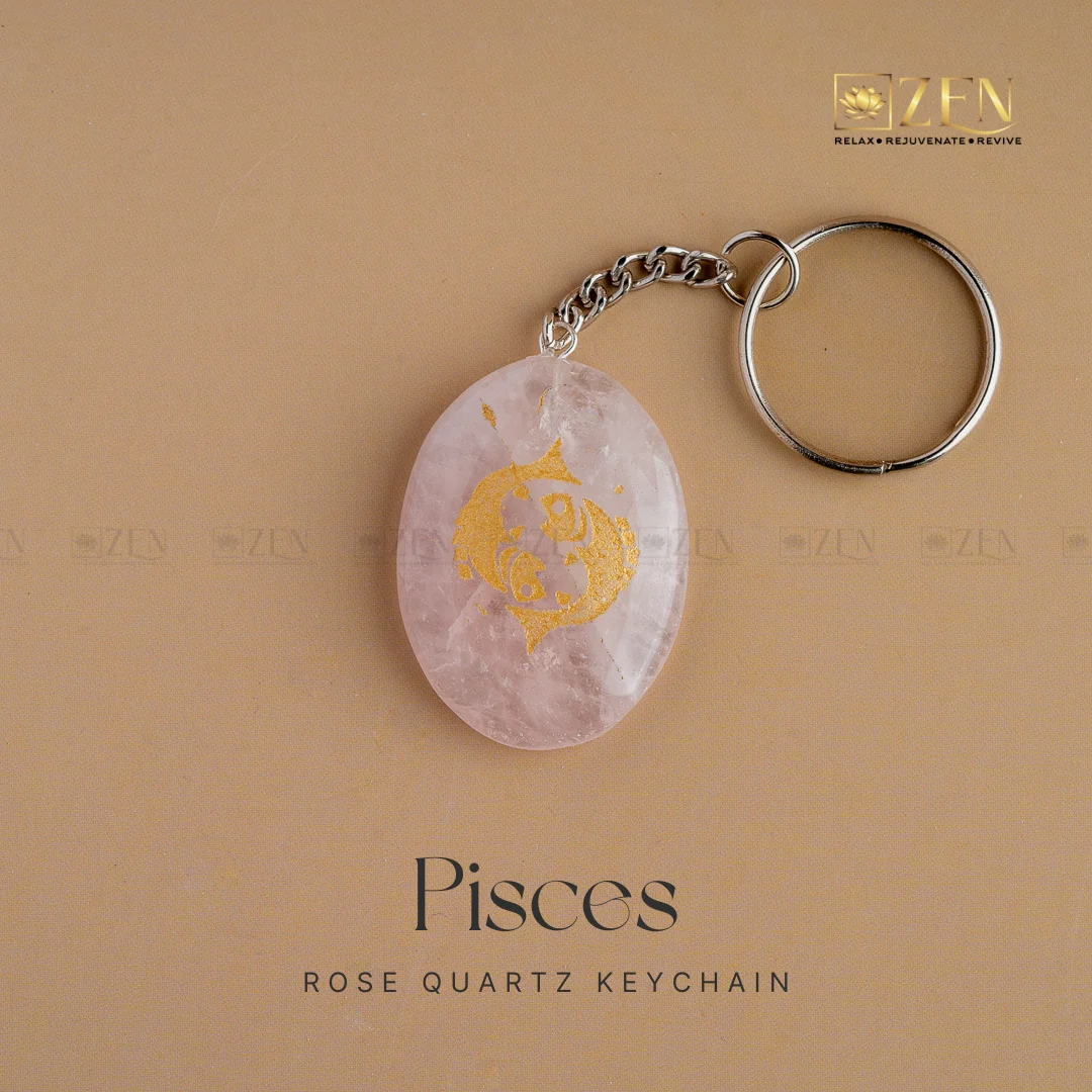Rose Quartz Zodiac Sign Keychain - Image 13