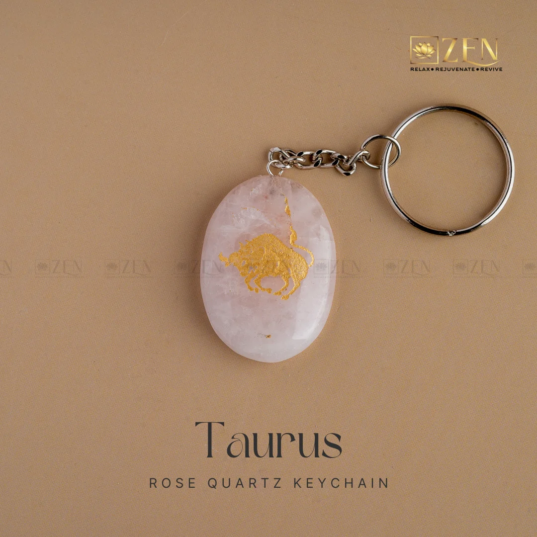 Rose Quartz Zodiac Sign Keychain - Image 3