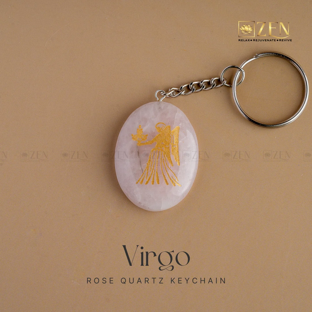 Rose Quartz Zodiac Sign Keychain - Image 7