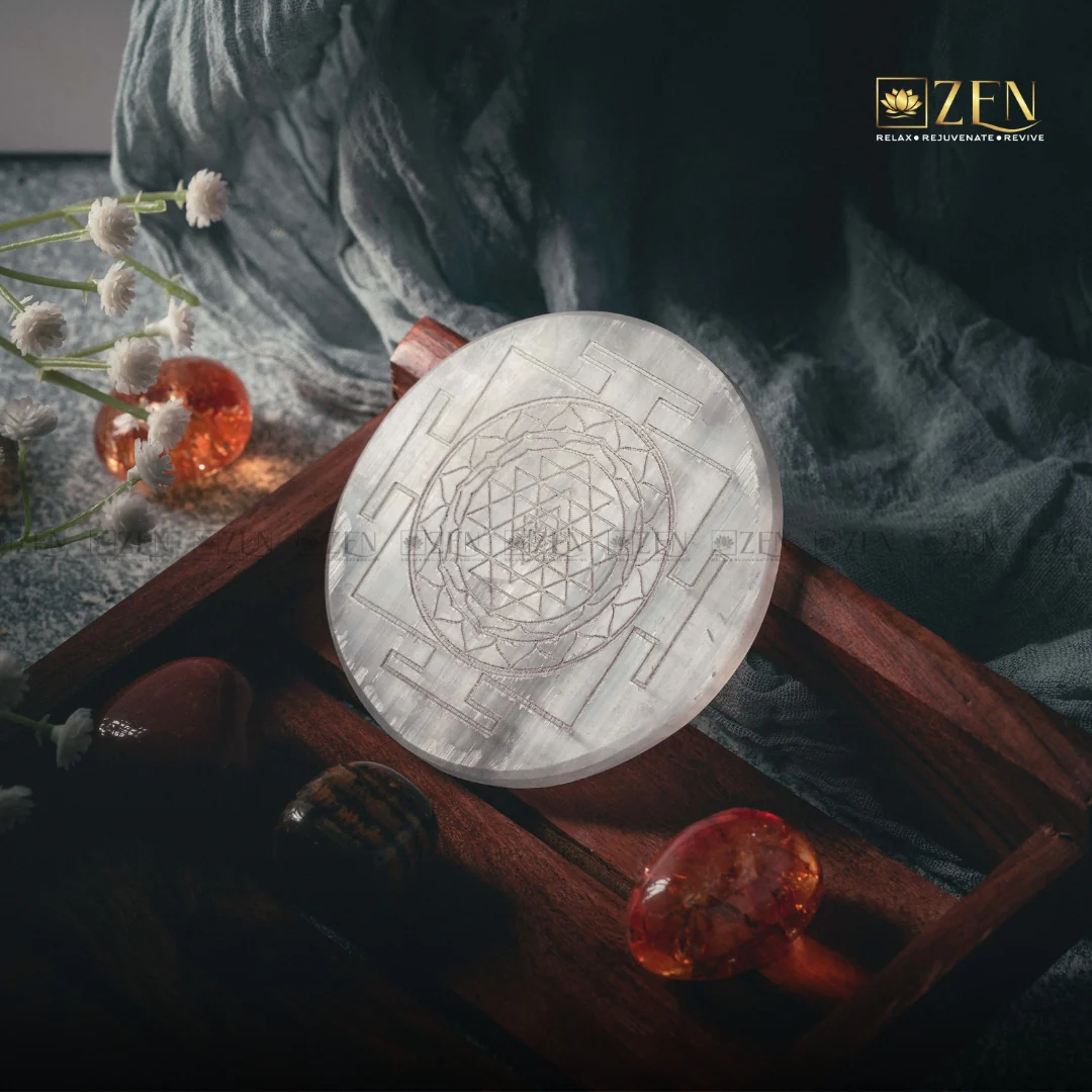 Selenite Plate - Shri Yantra Symbol - Image 2