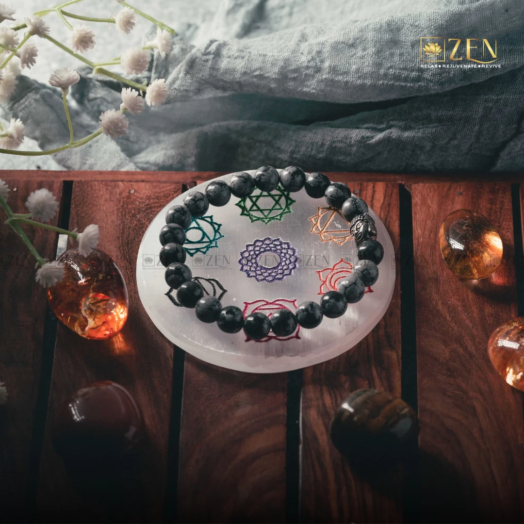 Selenite Plate - 7 Chakra Symbol - Image 4