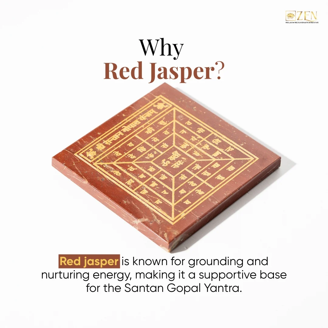 Shree Santan Gopal (श्री संतान गोपाल यंत्र) Red Jasper Plate - Image 3