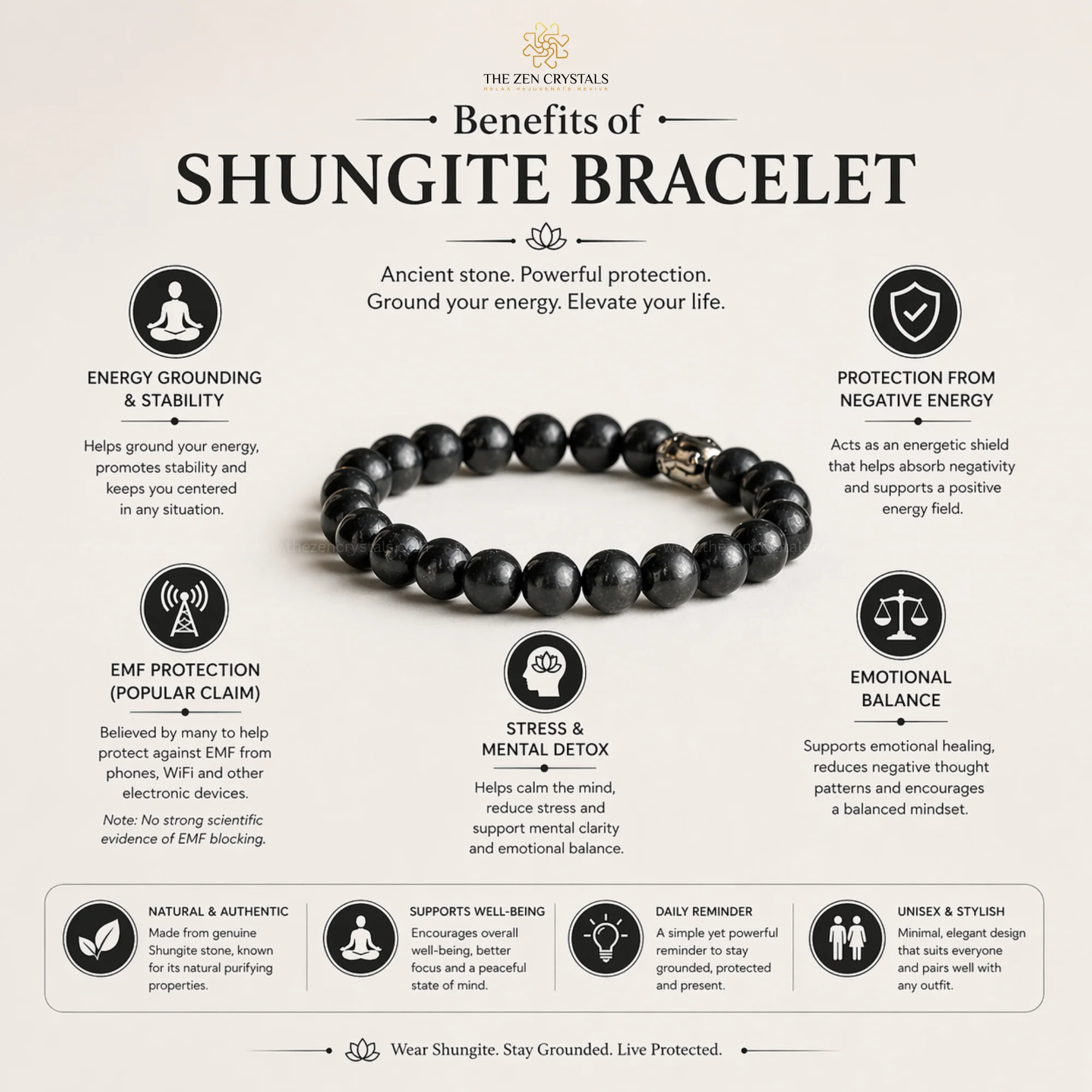 Shungite Bracelet for Grounding & Everyday Protection - Image 2