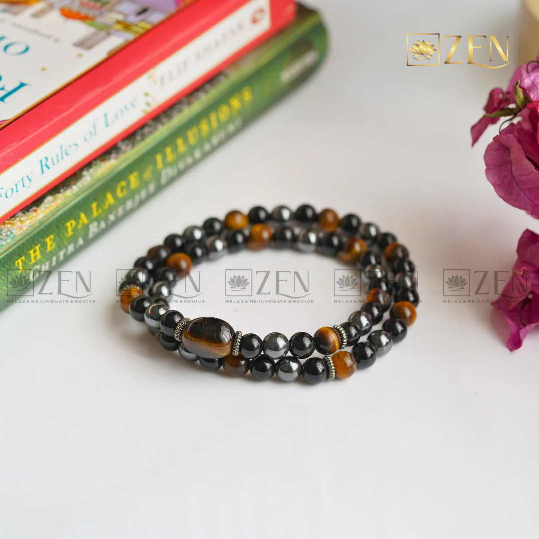 Triple Protection Bracelet with Black Obsidian, Tiger Eye & Hematite | Protection Crystal Bracelet - Image 4