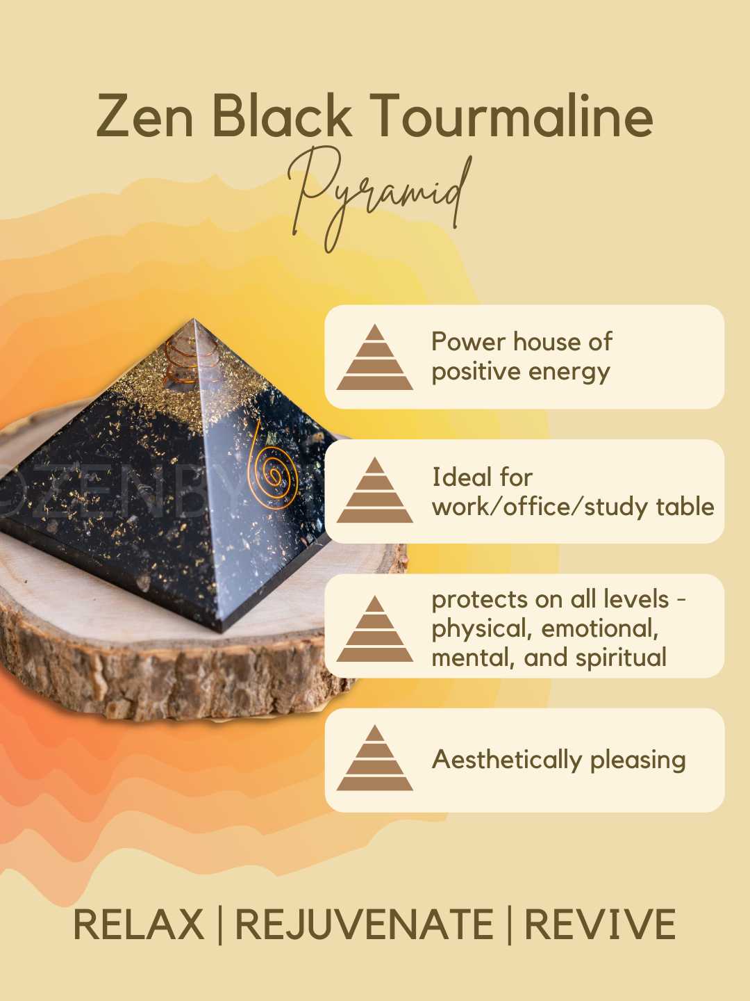 Zen Black Tourmaline Orgonite Pyramid For Protection - Image 5
