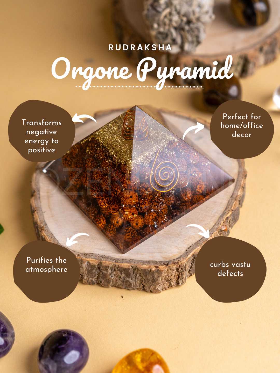 Zen Rudraksha Orgonite Pyramid To Remove Negativity - Image 4